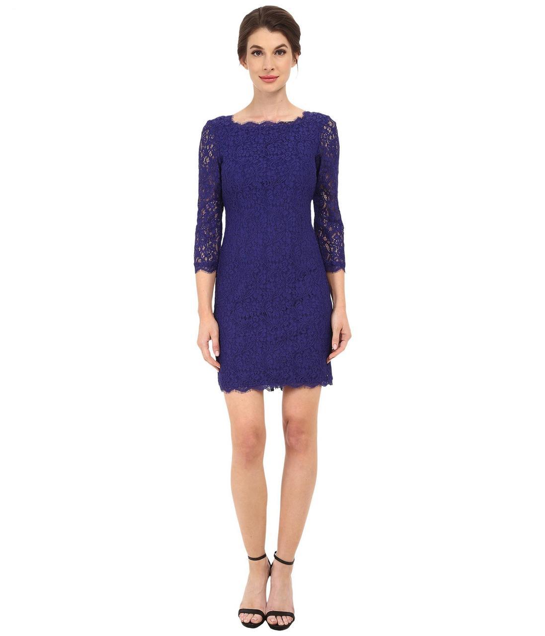 Adrianna Papell - Quarter Length Sleeve Lace Dress 41864780 in Purple