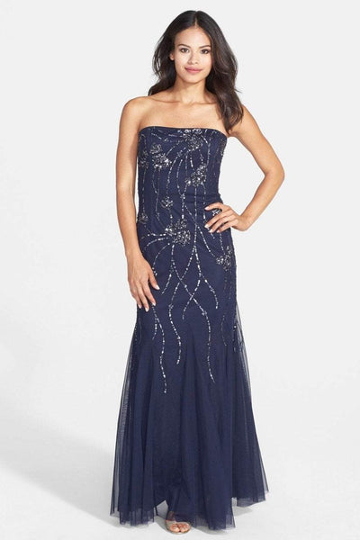 Adrianna Papell - Embellished Strapless Gown 91897540 in Blue