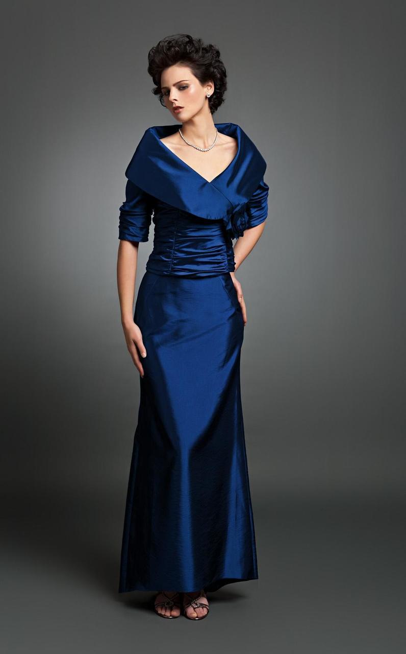 Daymor Couture - Ruched Bodice Long Gown 232 In Blue