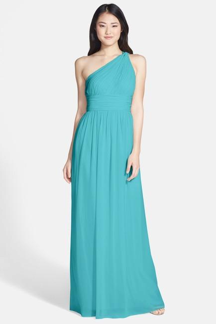 Donna Morgan - D1295M Ruched One Shoulder Chiffon Sheath Dress In Green