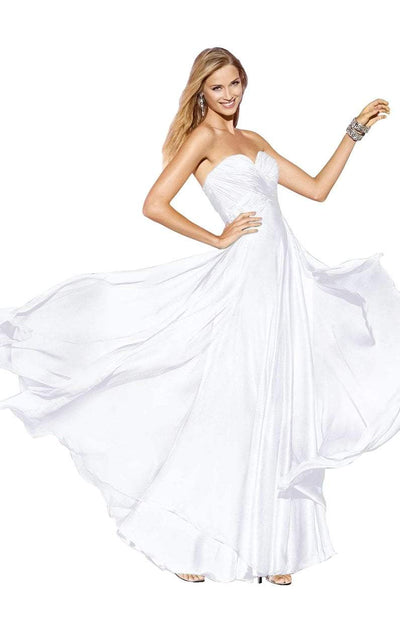 Alyce Paris - 35595 Ruched Strapless Sweetheart Long Gown in White