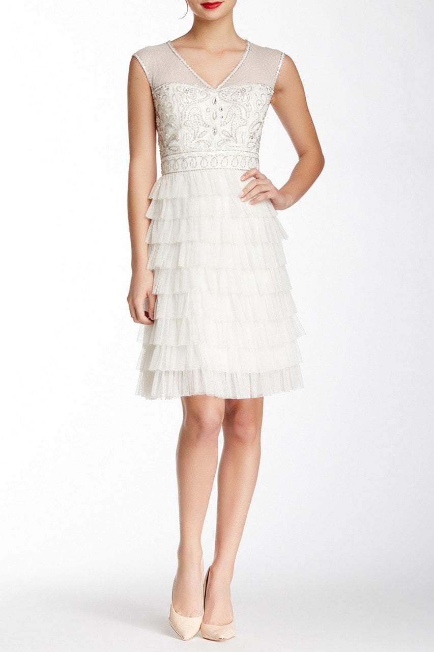Sue Wong - Beaded Layered Ruffle Short Dress W4230S in White