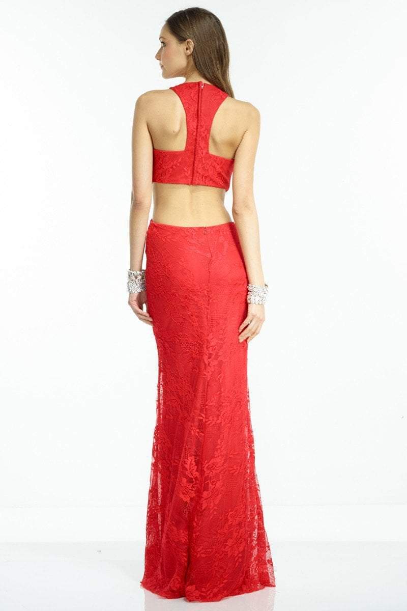 Alyce Paris B'Dazzle - 35770 Lace Illusion Jewel Sheath Dress in Red