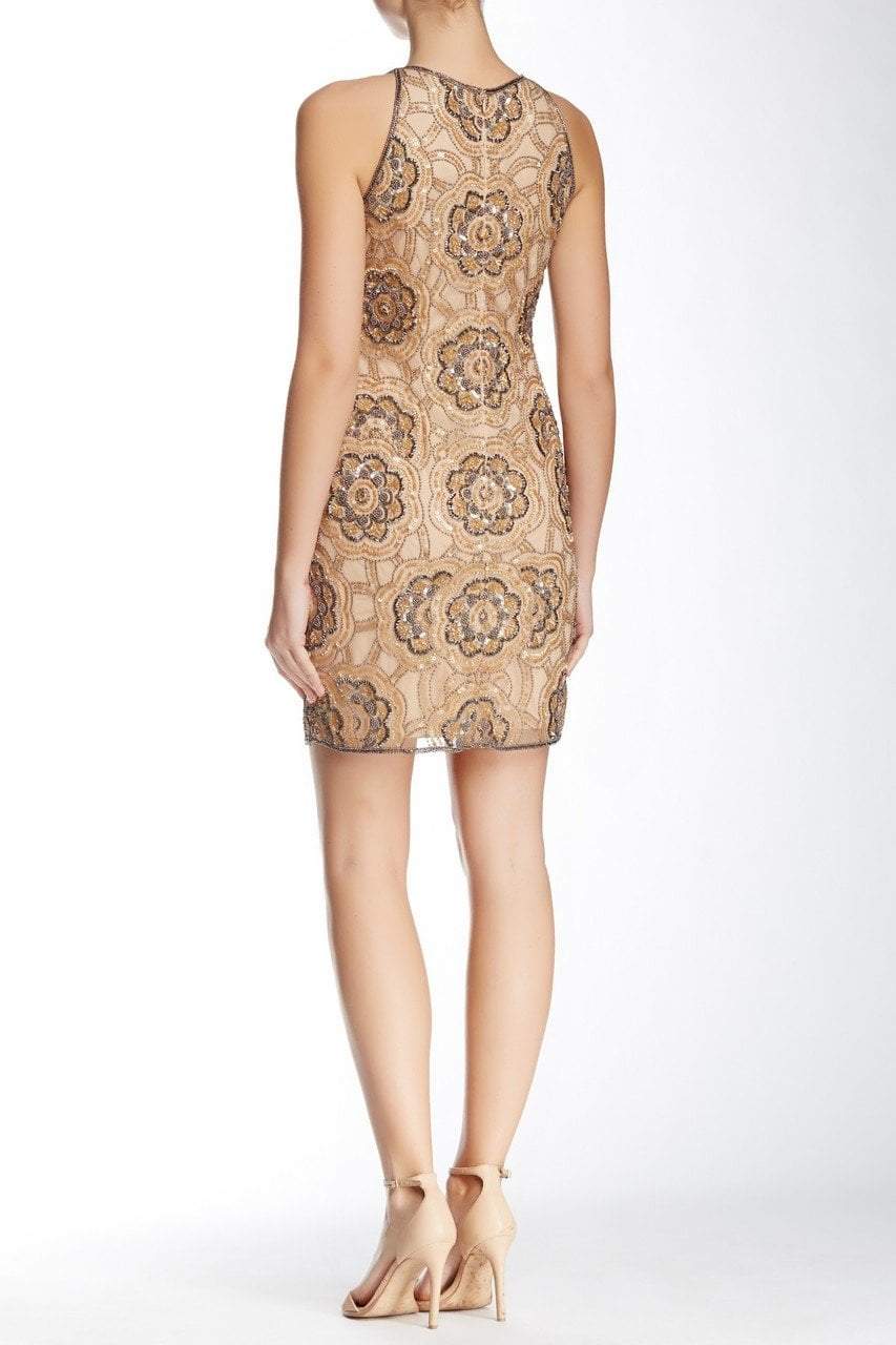Adrianna Papell - 41897070 Embellished Jewel Sheath Dress in Neutral