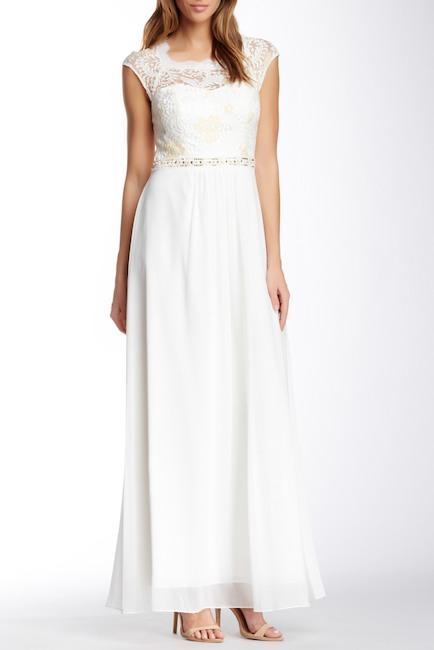 Decode 1.8 - 182811 Queen Anne Lace A-Line Evening Gown in White