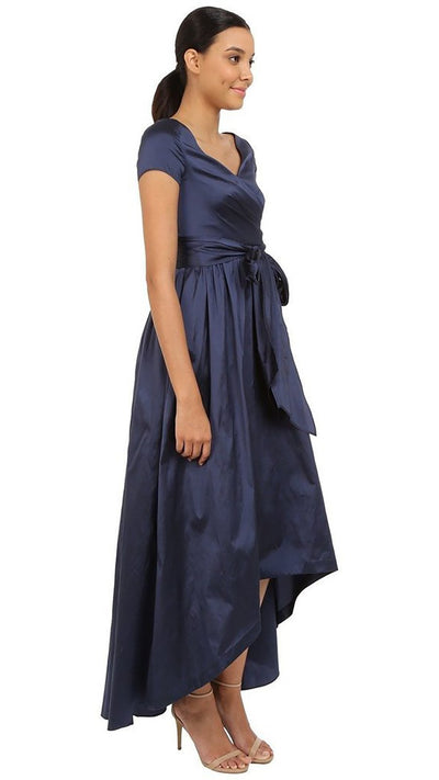 Adrianna Papell V-Neck Ruched Taffeta High-Low Dress 81917430 In Blue