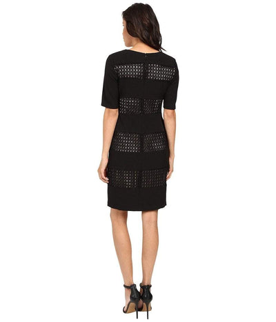 London Times - T2293M Short Sleeve Banded Sheath Dress in Black and Neutral