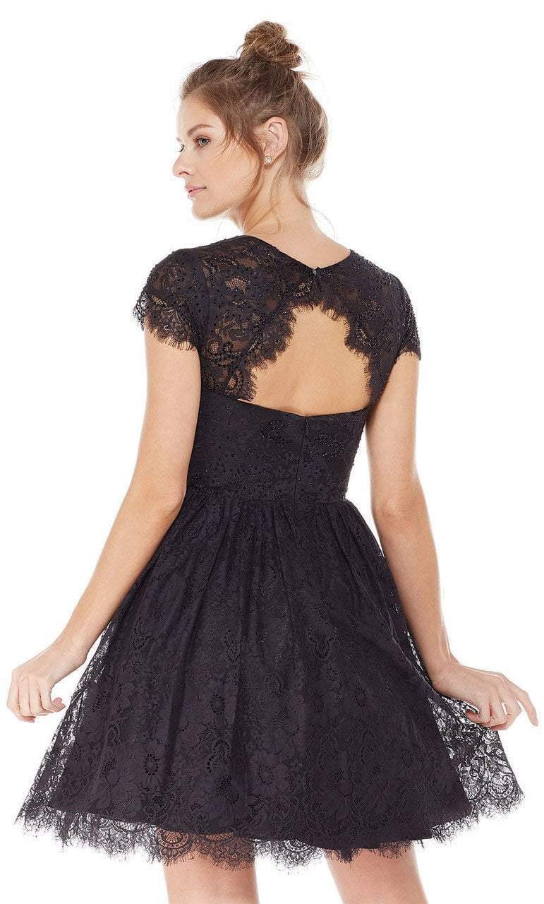 Alyce Paris - 3792 Fit and Flare Lace Overlay Cocktail Dress In Black