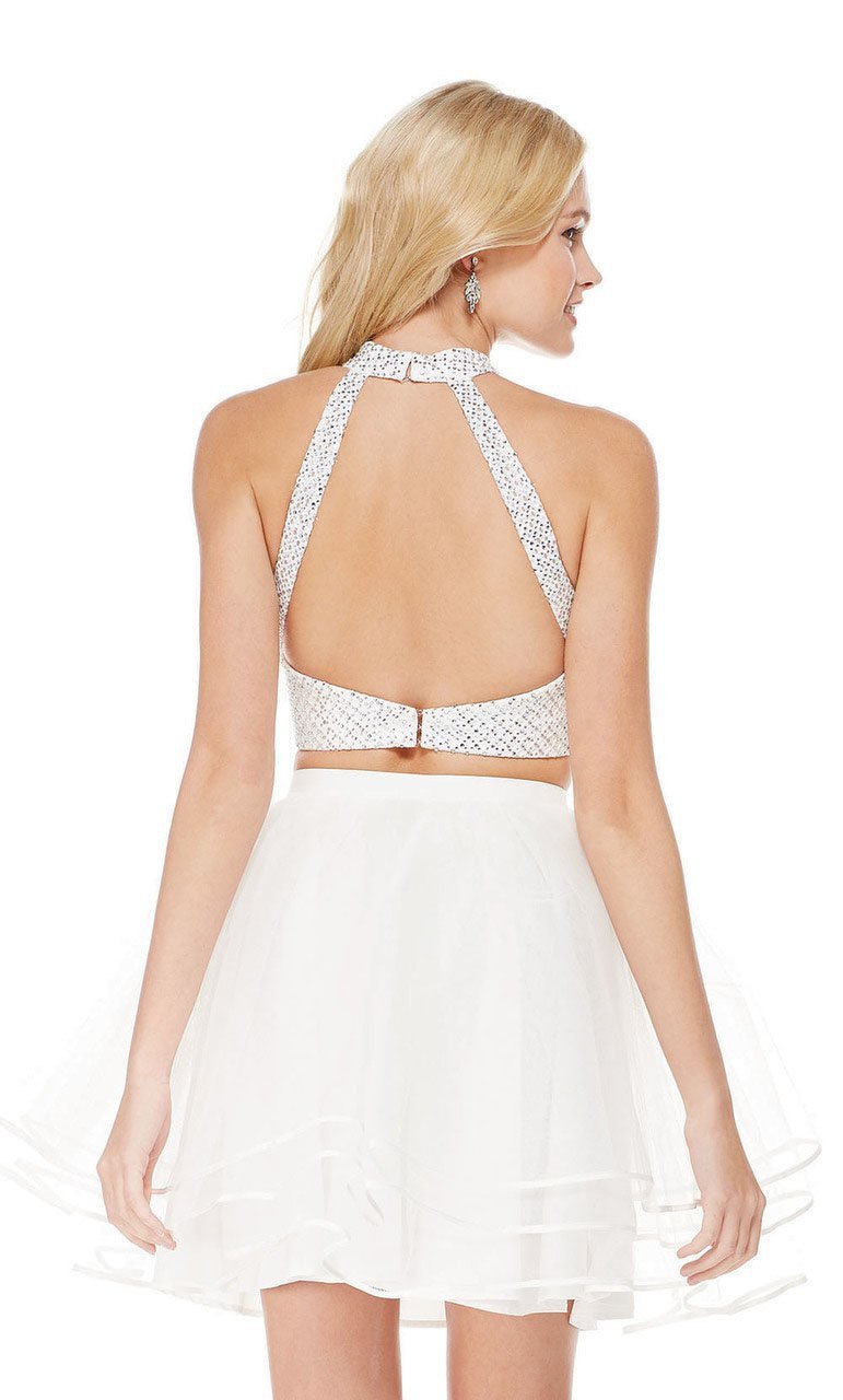 Two Piece High Halter Open Back Dress in White