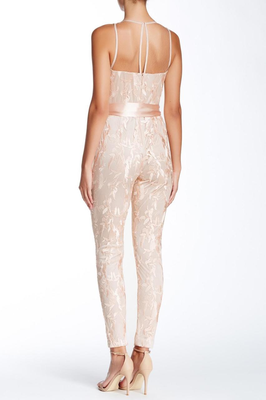Adrianna Papell - Lace Overlay Jumpsuit Formal 231M70480 in Neutral