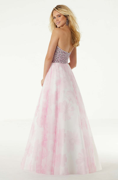 Mori Lee - 45071 Straight Across A-line Long Dress In Pink