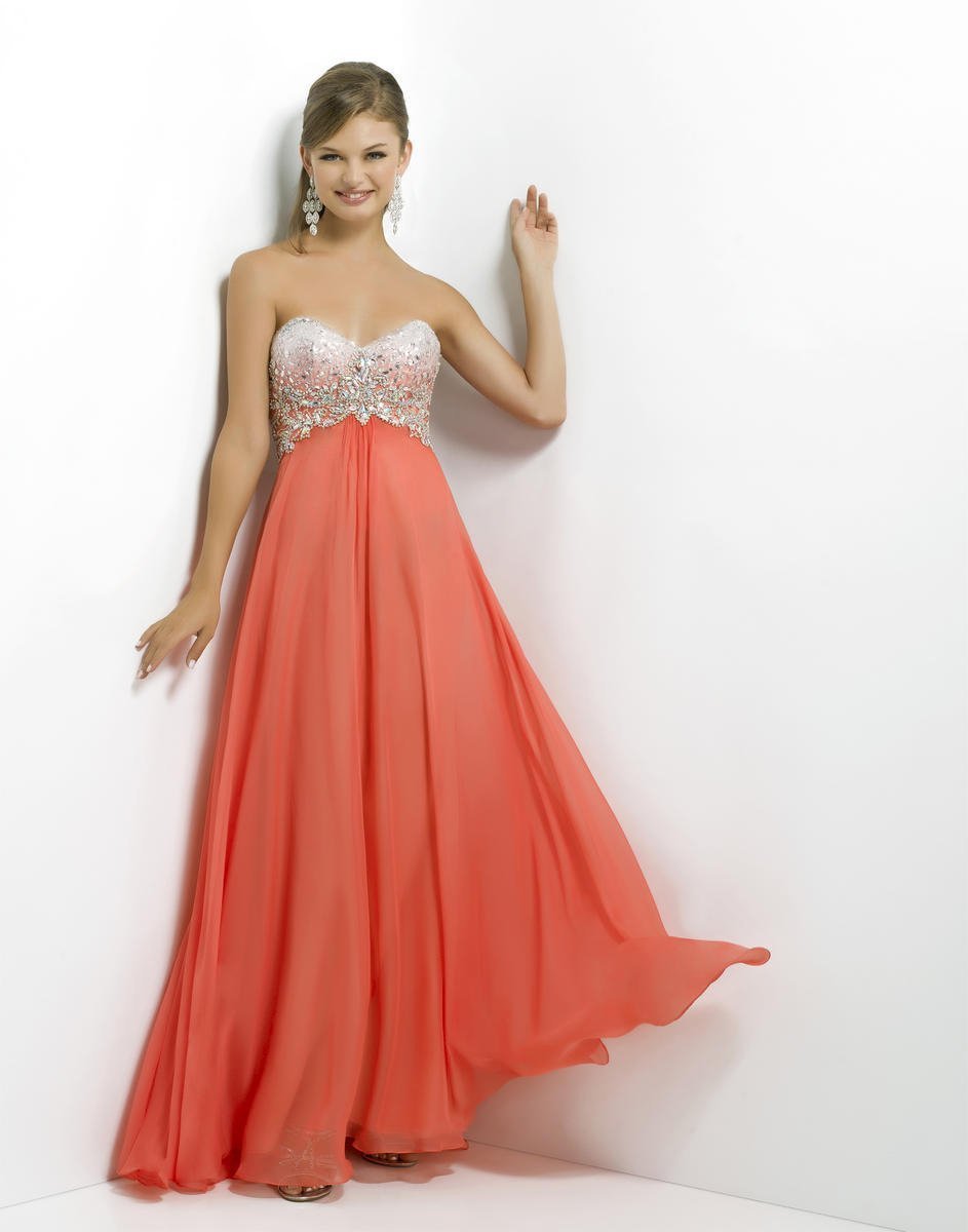 Blush by Alexia Designs - 9739 Ornate Sweetheart Empire A-Line Gown Special Occasion Dress 0 / Coral Pink