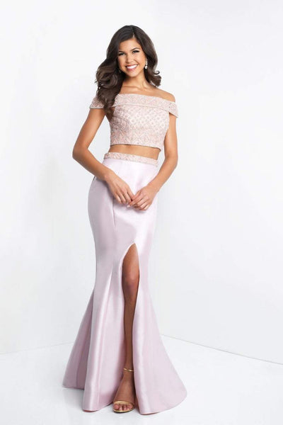 Blush - C1009 Two Piece Beaded Shimmer Mikado Mermaid Dress In Pink
