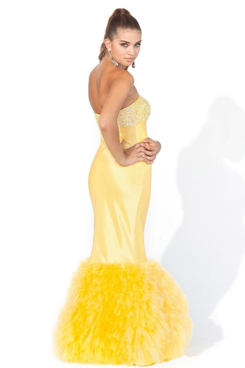 Blush - Radiant Sweetheart Tulle Mermaid Gown 9300 In Yellow