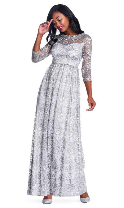 Adrianna Papell - AP1E203486 Lace Evening Dress In Silver