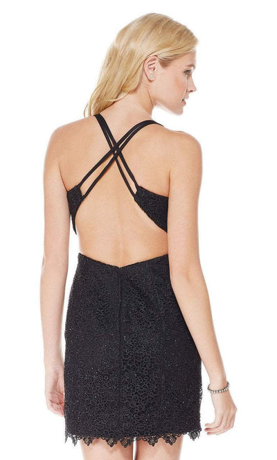 Allover Lace Sleeveless Fitted Cocktail Dress in Black
