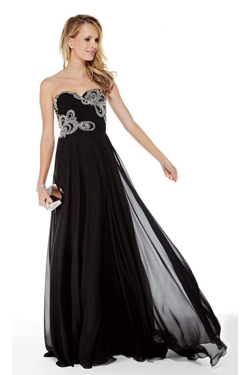 Alyce Paris - 5003 Strapless Sweetheart Embellished A-Line Dress in Black