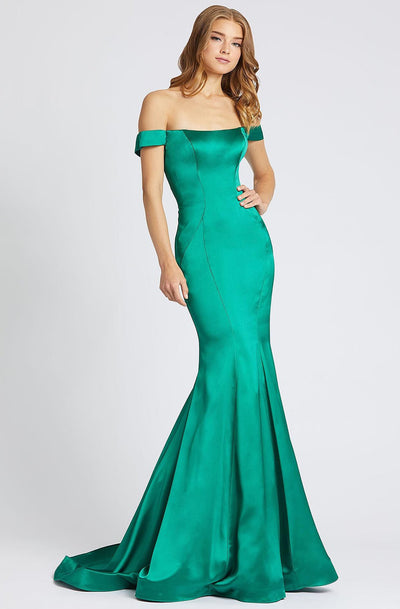 Mac Duggal Flash - 40964L Off-Shoulder Pleated Trumpet Gown In Green