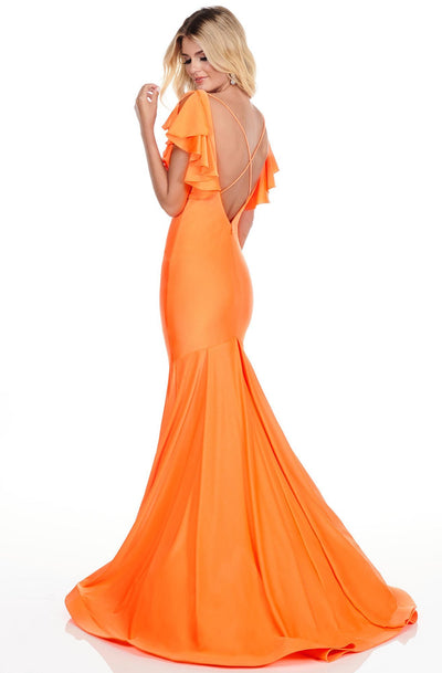 Rachel Allan Homecoming - 4150 Deep V-neck Jersey Mermaid Dress In Orange