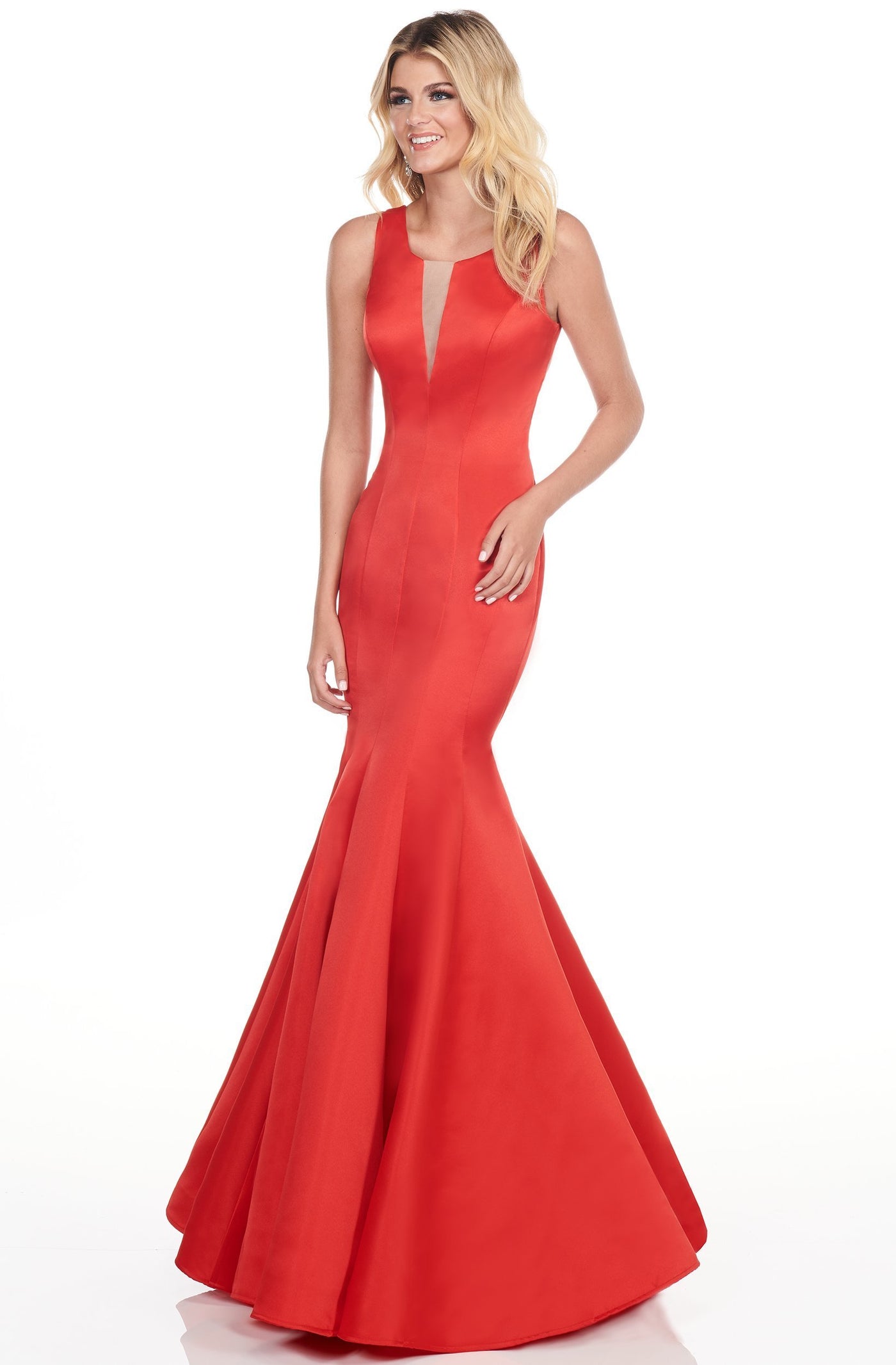 Rachel Allan Shorts - 4156 Seamed Scoop Mermaid Gown In Red
