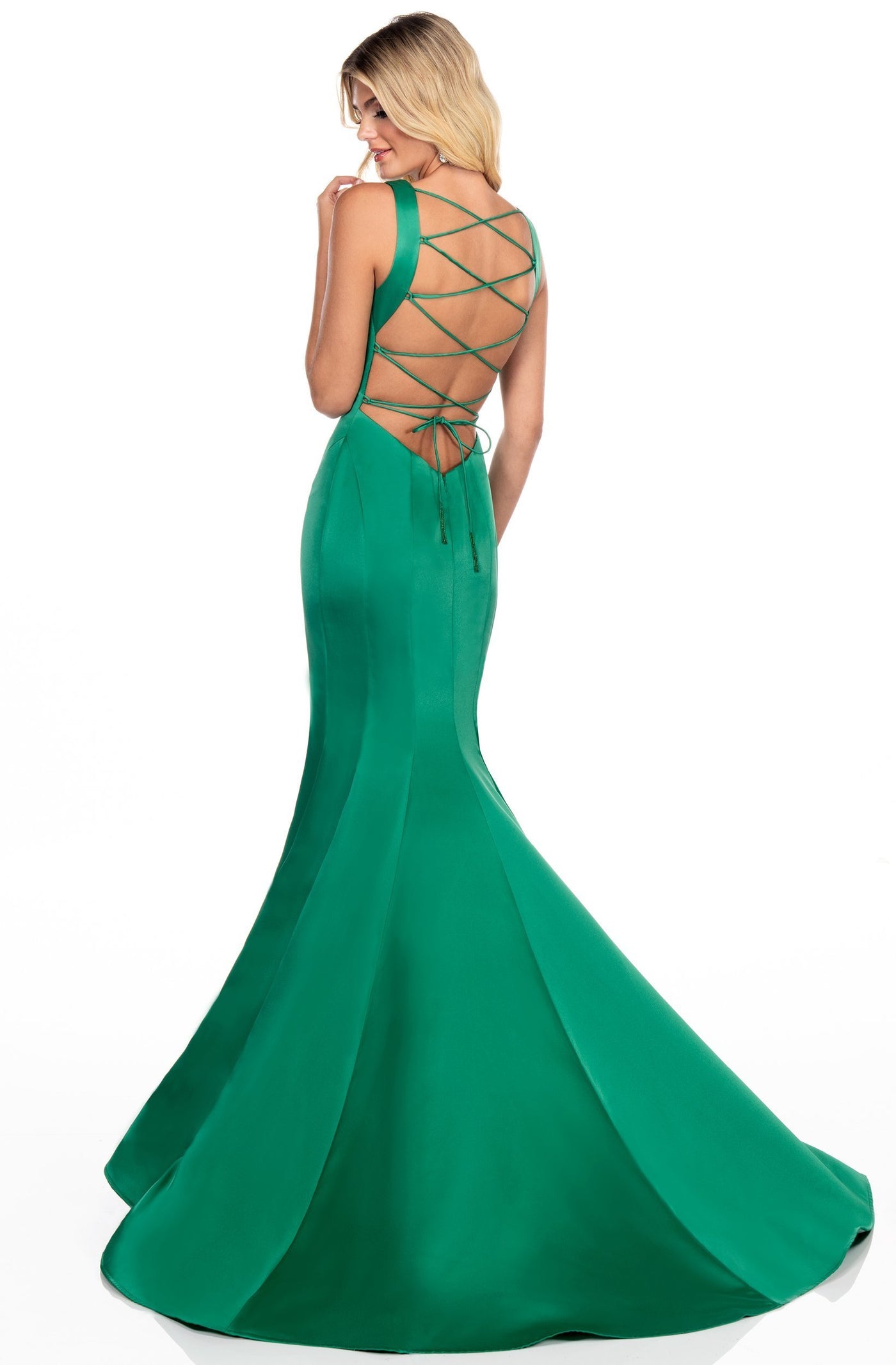 Rachel Allan Shorts - 4156 Seamed Scoop Mermaid Gown In Green