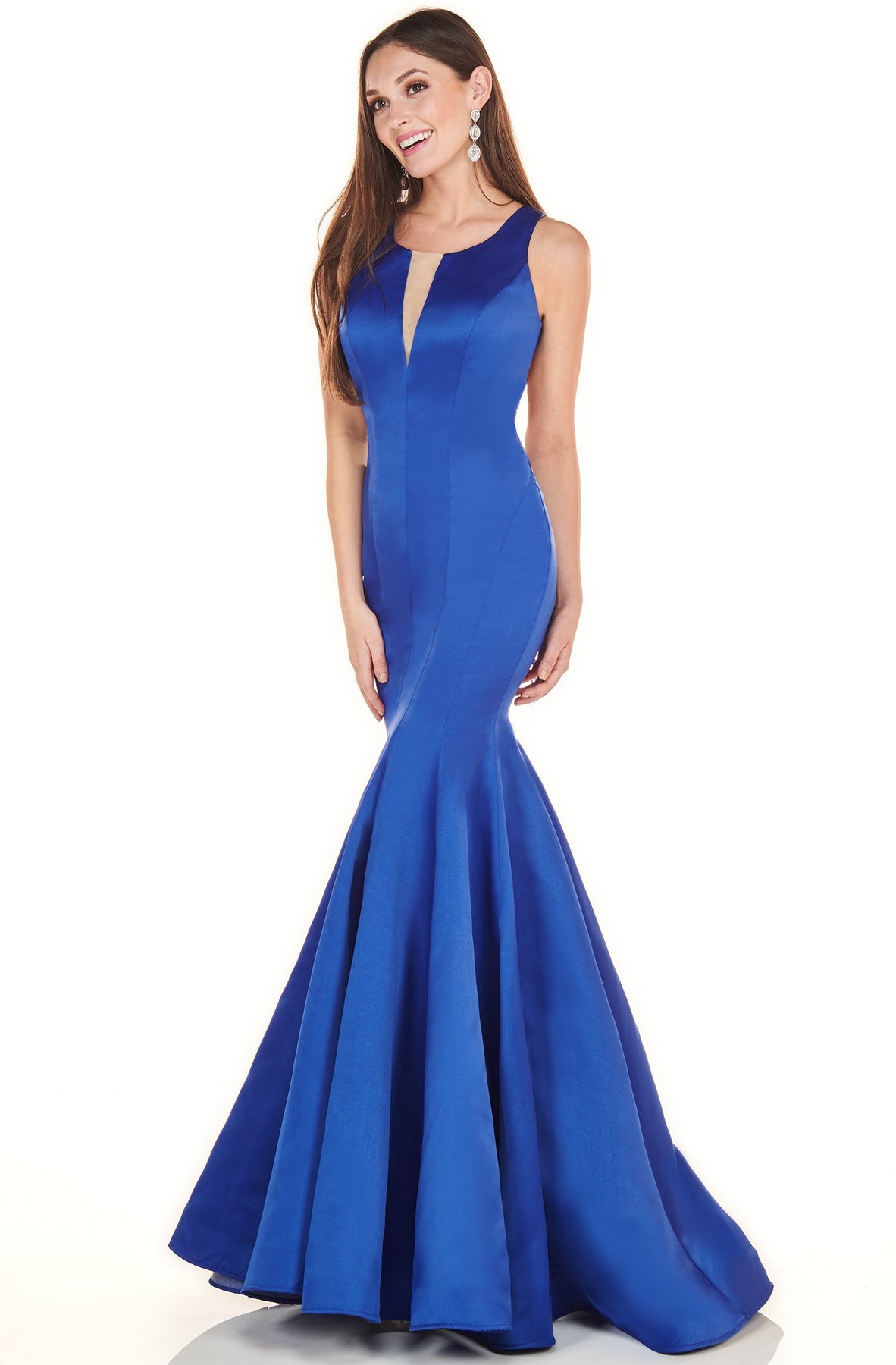 Rachel Allan Shorts - 4156 Seamed Scoop Mermaid Gown In Blue