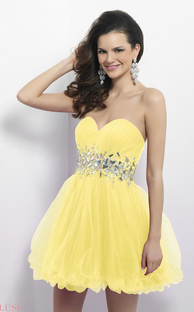 Blush by Alexia Designs - 9662 Strapless Embellished Cocktail Dress Special Occasion Dress 0 / Daffodil
