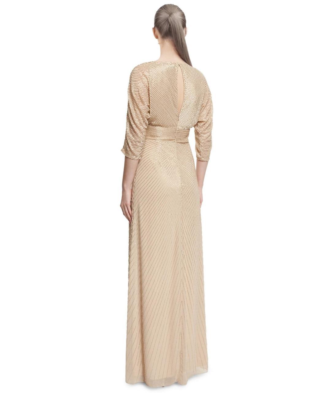 Aidan Mattox - V-Neckline Beaded Chiffon Evening Dress 54473360 in Gold