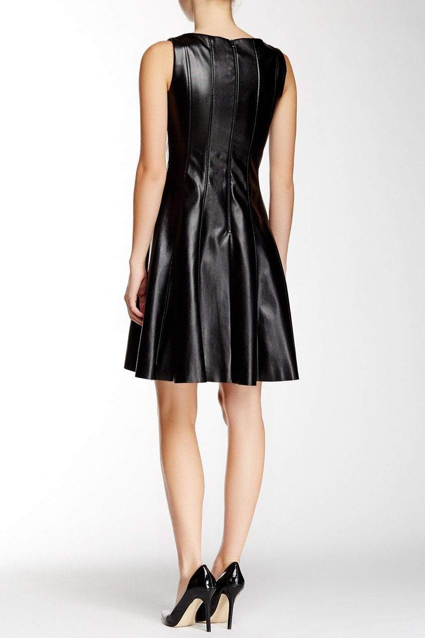 Taylor - Faux Leather Skater Dress 5756M in Black