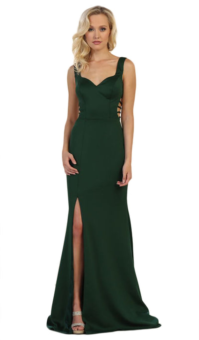 May Queen - MQ1560 Sleeveless Strappy Back Satin Evening Gown In Green