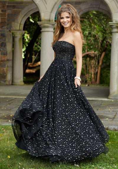 Mori Lee - 45052 Strapless Beaded A-line Gown in Black