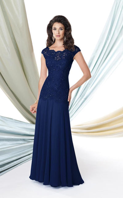 Montage by Mon Cheri - Lace Bateau Dress in Midnight 114906