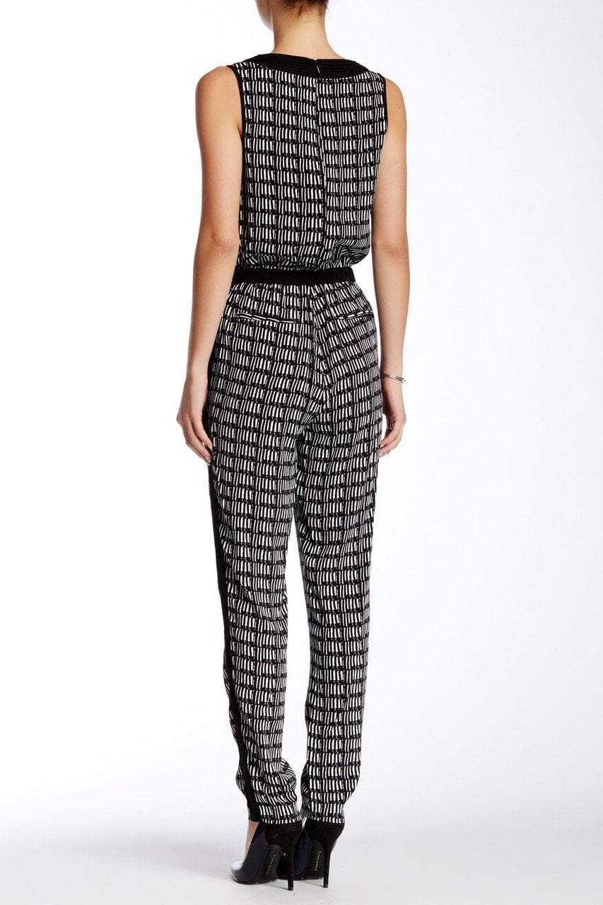 Adrianna Papell - Crossover Graphic Jumpsuit 16PD10320 in Black and White
