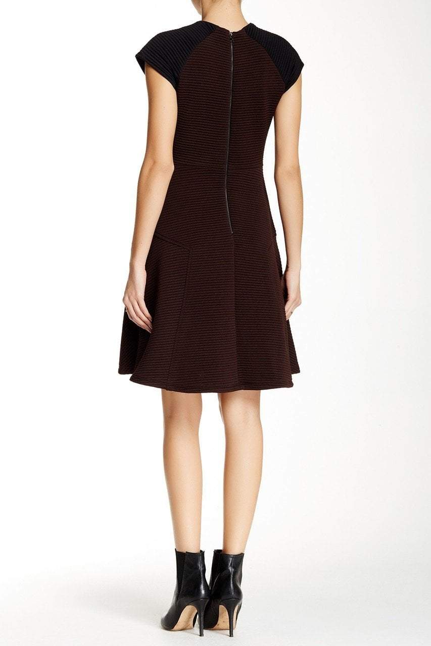 Taylor - Color Block Ribbed Dress 5808M in Brown and Black