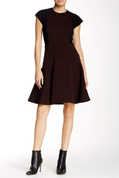 Taylor - Color Block Ribbed Dress 5808M in Brown and Black
