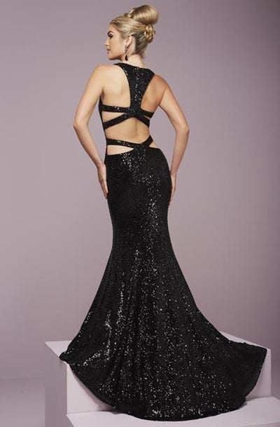 Tiffany Homecoming - Bold Scoop Neck Sequined Dress 46094 In Black