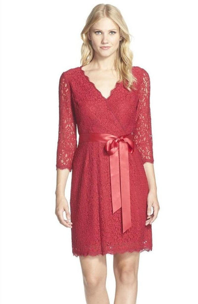 Adrianna Papell - 41910400SC English Lace Scalloped Dress with Tie