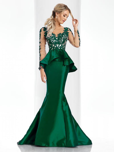 Clarisse - 4701 Floral Applique Mermaid Dress in Green
