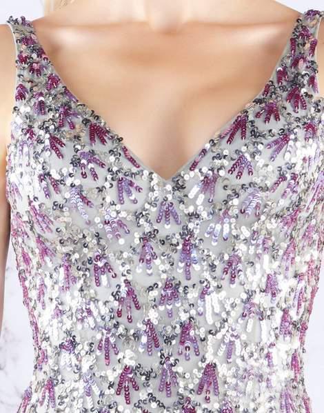 Mac Duggal Flash - 4828L Purple Embellished V-Neck Gown In Purple