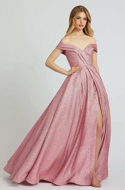 Mac Duggal Ballgowns - 67121H Pleated Off-Shoulder Ballgown In Pink