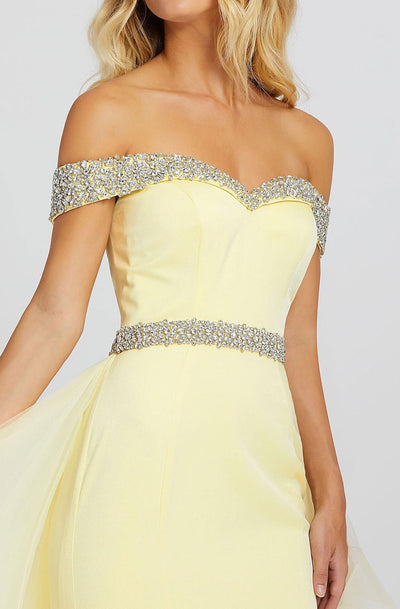 Mac Duggal Prom - 48913M Off-Shoulder Sheath Dress with Overskirt In Yellow