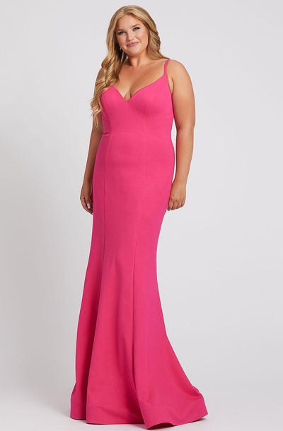 Mac Duggal Fabulouss - 48996F Plunging V-neck Mermaid Dress With Train In Pink