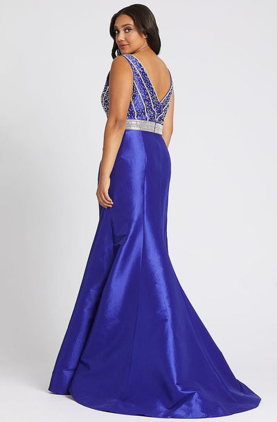 Mac Duggal Fabulouss - 48997F Beaded Plunging V-neck Mermaid Dress In Blue and Purple