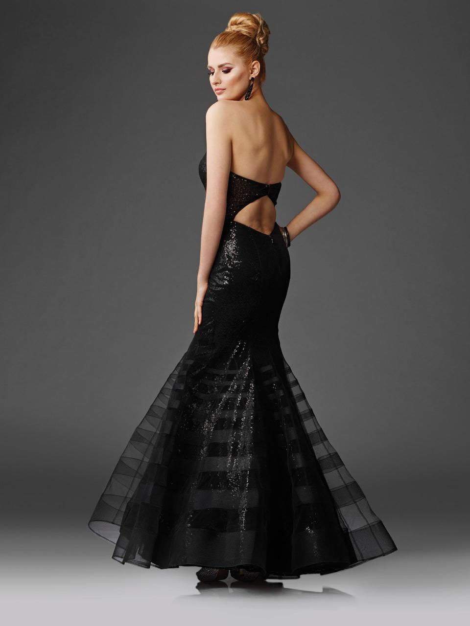 Clarisse - 4950 Strapless Sequined Mermaid Dress in Black
