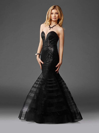 Clarisse - 4950 Strapless Sequined Mermaid Dress in Black