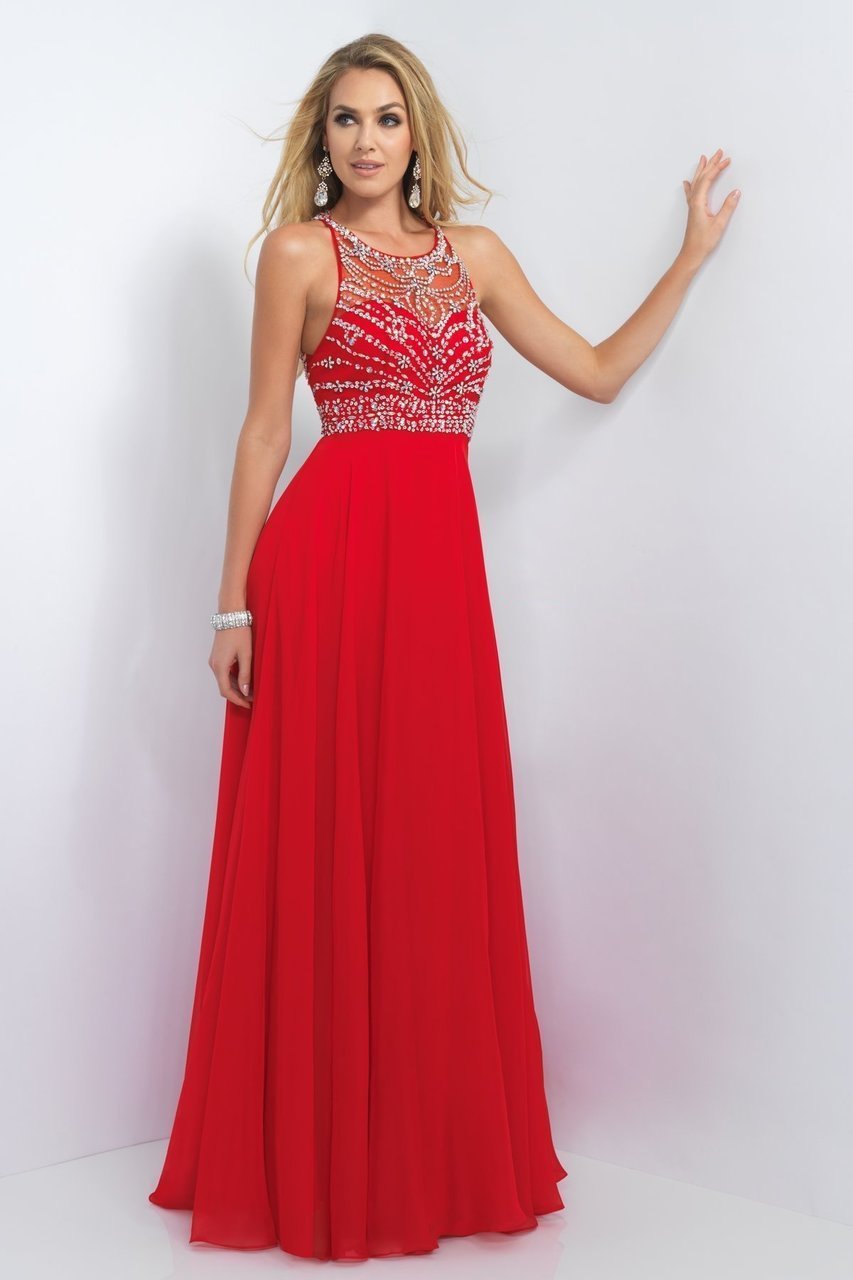 Blush - 10001 Jewel Embellished with Diamond Cutout Back Gown Special Occasion Dress 0 / Valentine
