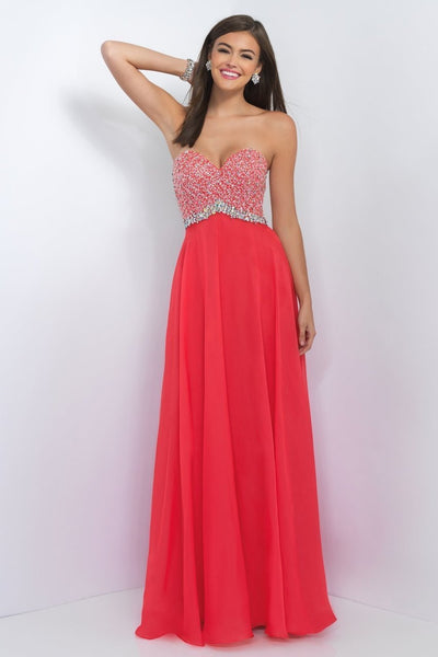 Blush by Alexia Designs - 11050 Lovely Crystal Encrusted A-Line Gown Special Occasion Dress 0 / Persimmon