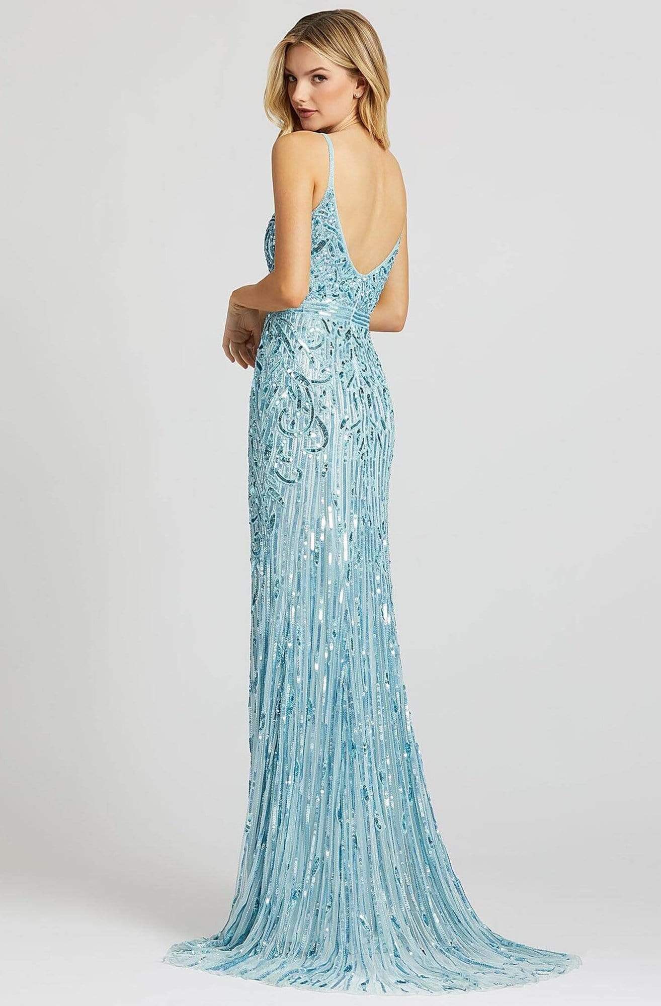Mac Duggal Prom - 5001M Sleeveless V Neck Sequin Sheath Gown Prom Dresses