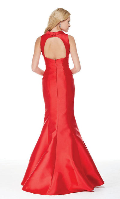 High Neck Sculpted Mikado Mermaid Gown in Red