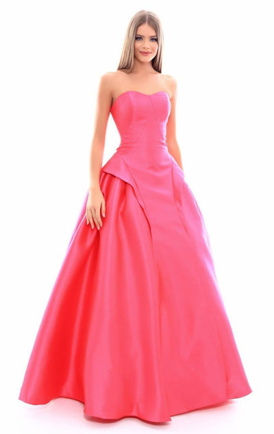 Tarik Ediz - 50325 Strapless Fitted Folded Ballgown In Pink
